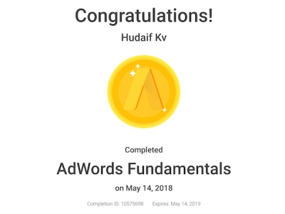 kv hudaif digital marketing strategist adwords certification