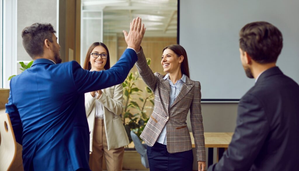 Business,People,High,Five,Happy,Team,Celebration,Or,Office,Greeting.